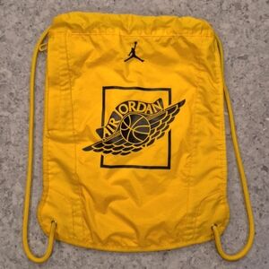 Air Jordan NIKE Wings Soft Drawstring Backpack Gym Sack - Yellow w/ Black Logo